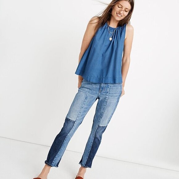MADEWELL Blue Chambray Lightweight Riverback Button Back Sleeveless Blouse XS - Picture 1 of 7